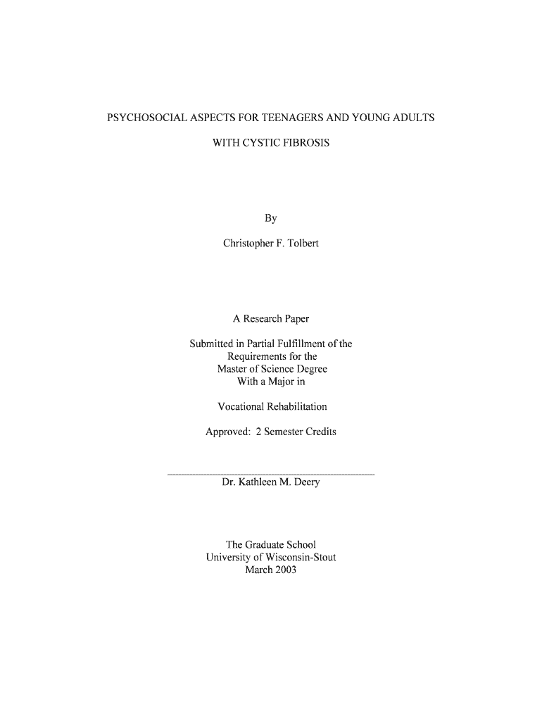 PSYCHOSOCIAL ASPECTS FOR TEENAGERS AND YOUNG - www2 uwstout Preview on Page 1