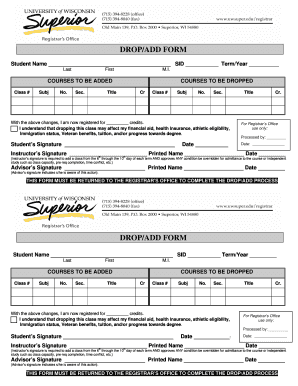 Student Drop Add Form