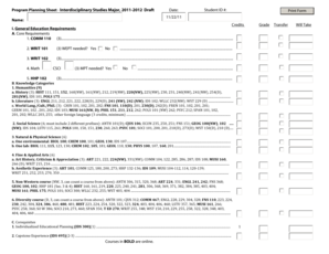 Interdisciplinary Studies Major Program Planning Sheet