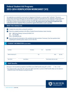 2013-2014 Verification Worksheet