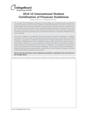 2012-13 International Student Certification of Finances