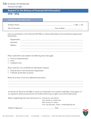 Yale Financial Aid Release Form