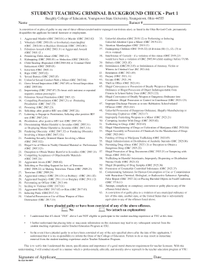 Student Teaching Criminal Background Check Form