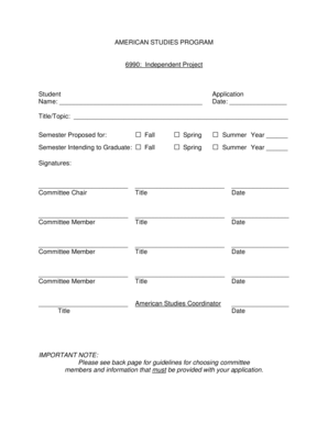 Independent Project Application