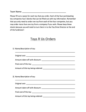 Toy Order Form