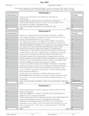 2007 FAFSA Worksheet