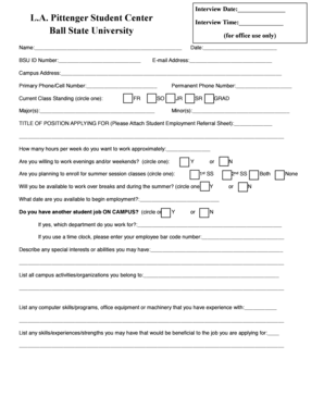 Ball State University Student Employment Application