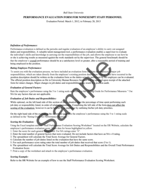 Ball State University Non-Exempt Staff Performance Evaluation Form
