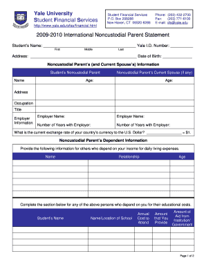 Yale University Noncustodial Parent Statement