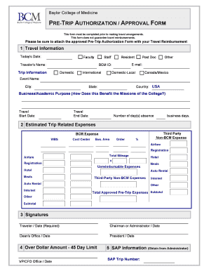 pre trip authorization europe