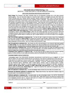 Beloit College Background Check Authorization