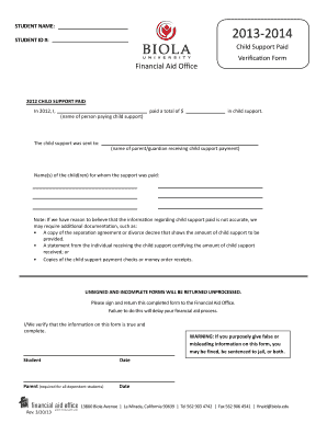 Child Support Verification Form