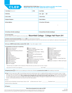 CLEP Exam Registration Form