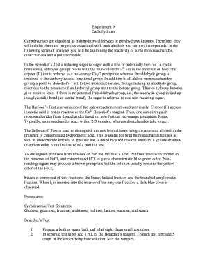 Carbohydrate Experiment Form