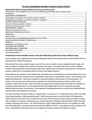 2012 Bloomsburg University Campus Climate Survey