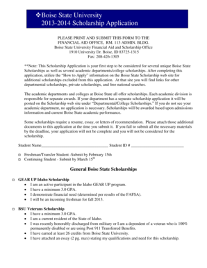 Boise State University Scholarship Application