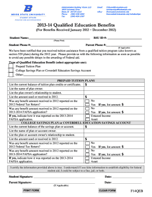 2013-14 Qualified Education Benefits Form