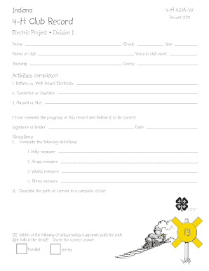 Indiana 4-H Electric Project Record