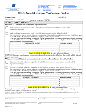 2013-14 Non-Filer Income Verification - Student
