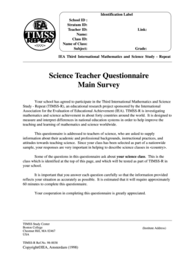 Science Teacher Questionnaire