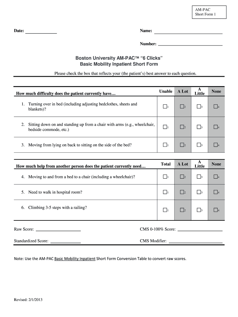 Basic Short Am Pac Form Fill Online, Printable, Fillable, Blank