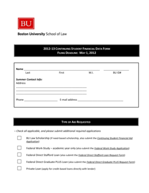 Continuing Student Financial Data Form