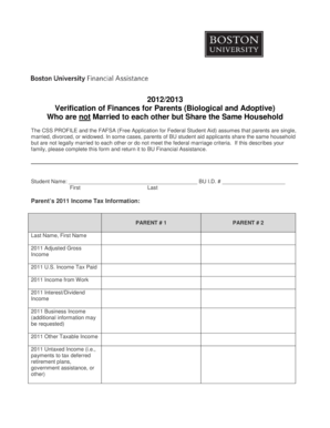 Verification of Finances for Unmarried Parents