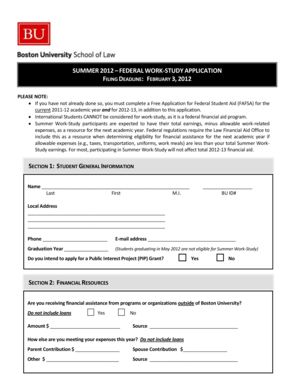 Summer 2012 Federal Work-Study Application