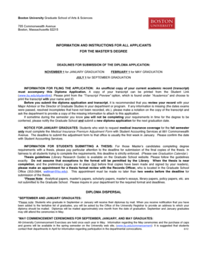 Boston University Graduate School Master's Diploma Application