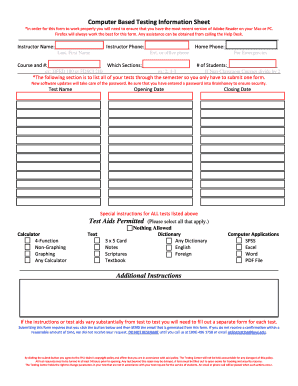 Computer Based Testing Information Sheet