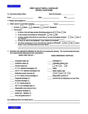 First Aid Kit Refill Checklist