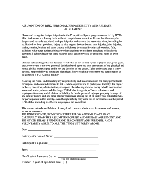 BYU-Idaho Competitive Sports Release Agreement