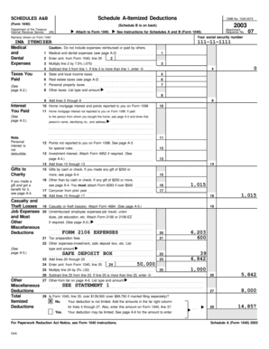 Schedule A Itemized Deductions Form 1040