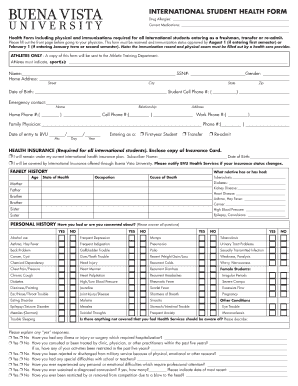 International Student Health Form