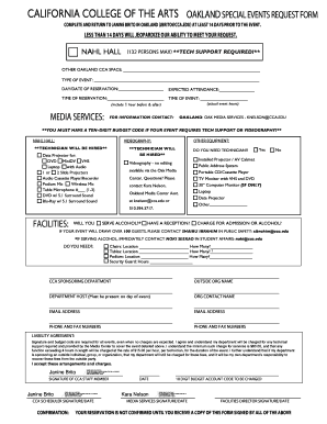 California college of the arts oakland special events request form - cca