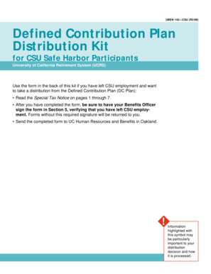 CSU Defined Contribution Plan Distribution Form