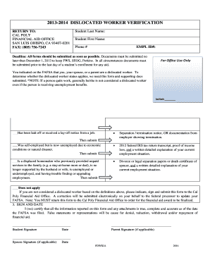 Dislocated Worker Verification Form