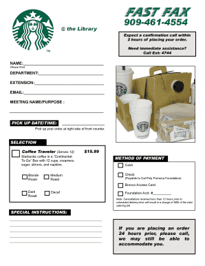 Cal Poly Pomona Coffee Order Form