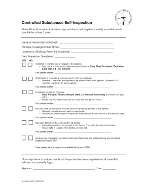 Controlled Substances Self-Inspection Form