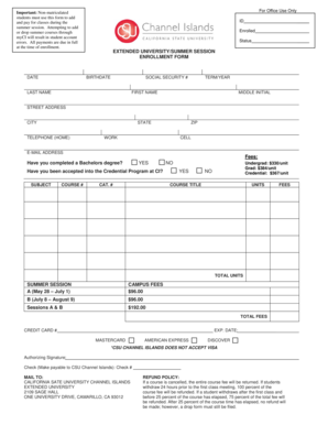 Summer Session Enrollment Form