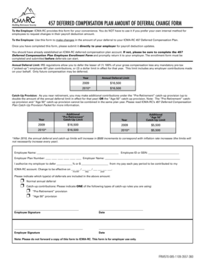 457 Deferred Compensation Plan Amount Deferral Change Form