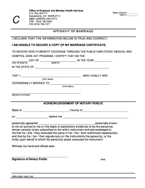 Affidavit of Marriage