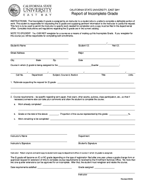 California State University Incomplete Grade Report