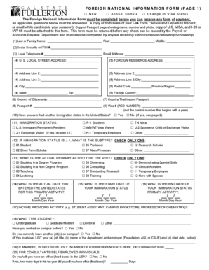 Foreign National Information Form