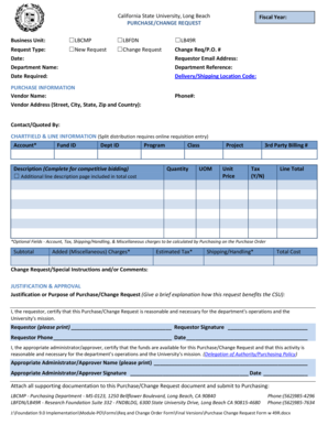 California State University Purchase/Change Request Form