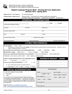 California State University Housing Services Application