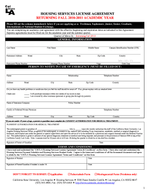 CSULA Housing Services License Agreement