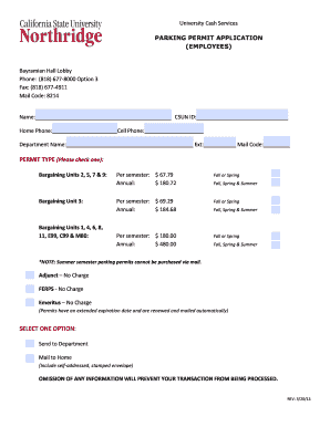 Employee Parking Permit Application