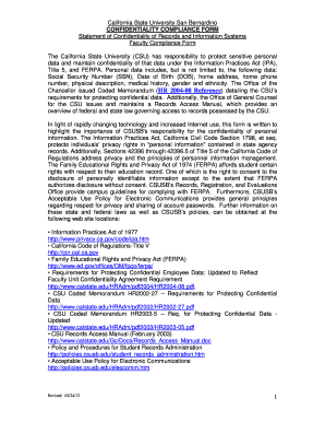California State University Faculty Confidentiality Compliance Form