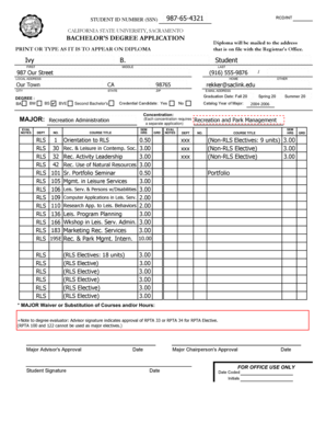 California Bachelor's Degree Application